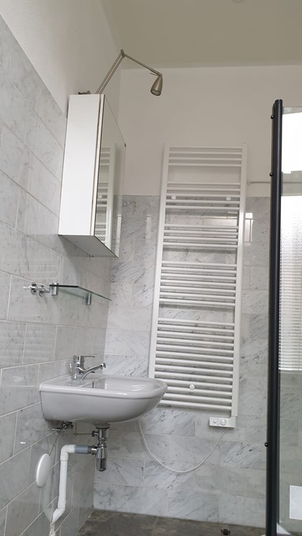 Hoofdstraat 40A - Badkamer - wastafel - toiletkastje en elektrische handdoekradiator.jpg